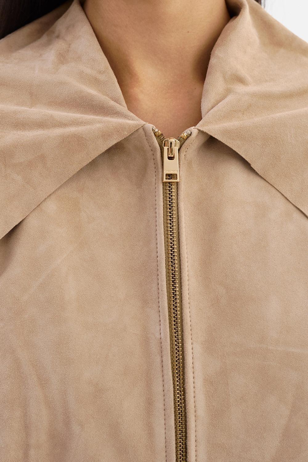Anita Suede Jacket-SAND-XS-CLOTHINGJACKETLEATHER-LAMARQUE