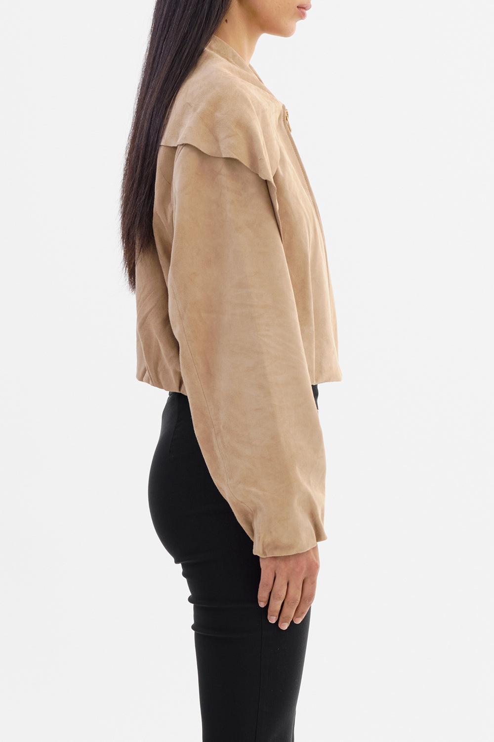 Anita Suede Jacket-SAND-XS-CLOTHINGJACKETLEATHER-LAMARQUE