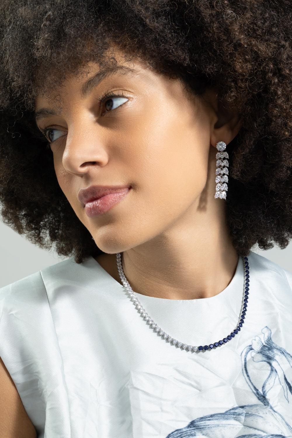 Six Double Pear Drop Earrings-WHITE-JEWELRYBOUTIQUEEARRING-FANTASIA by DESERIO