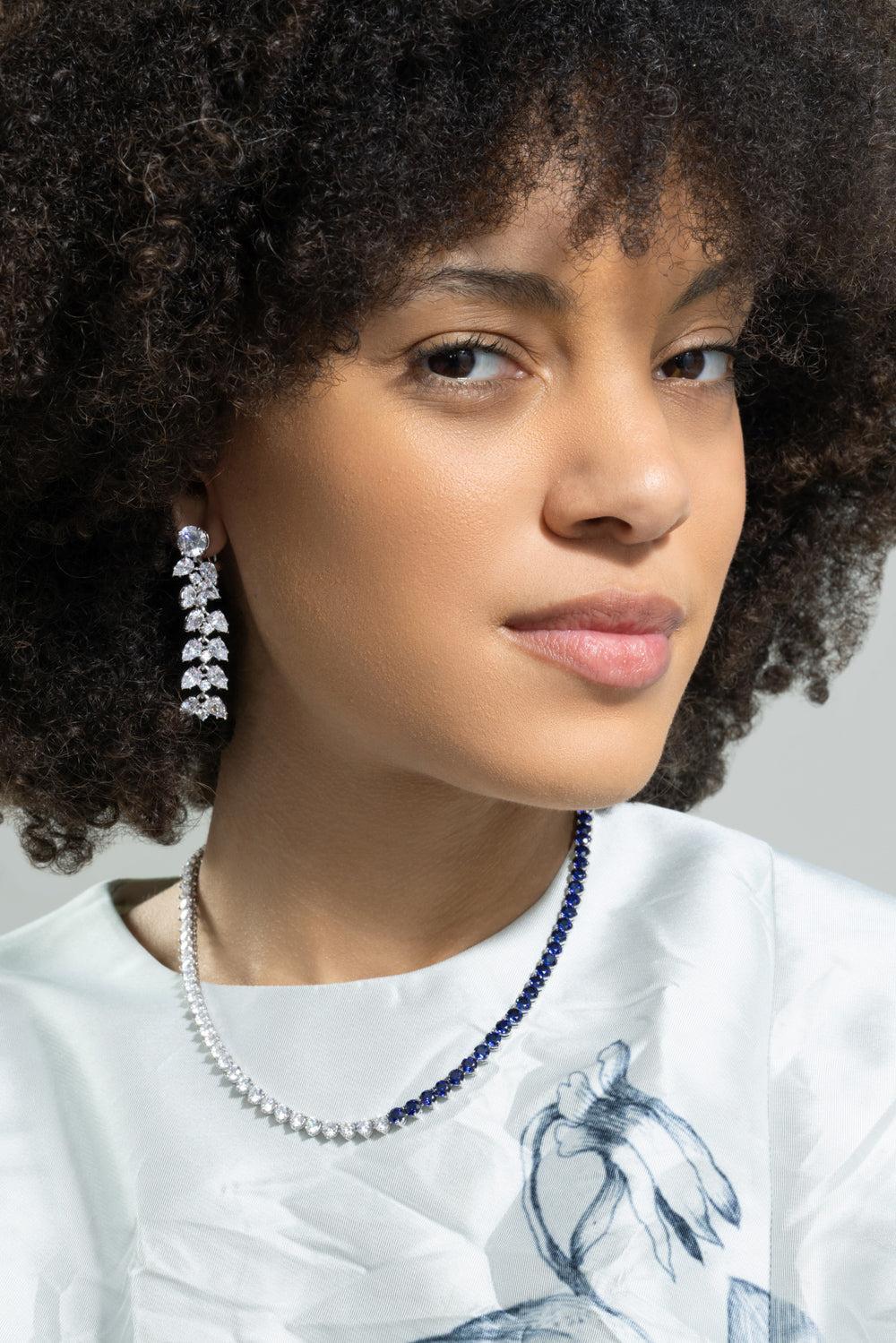 Six Double Pear Drop Earrings-WHITE-JEWELRYBOUTIQUEEARRING-FANTASIA by DESERIO