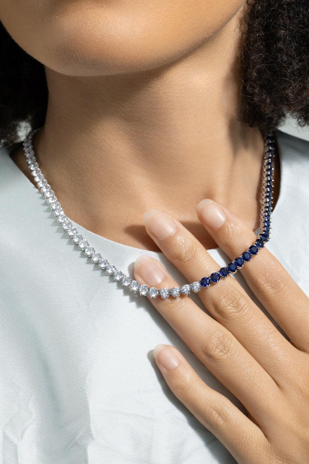 White Blue Tennis Necklace-WHITE-JEWELRYBOUTIQUENECKLACE O-FANTASIA by DESERIO