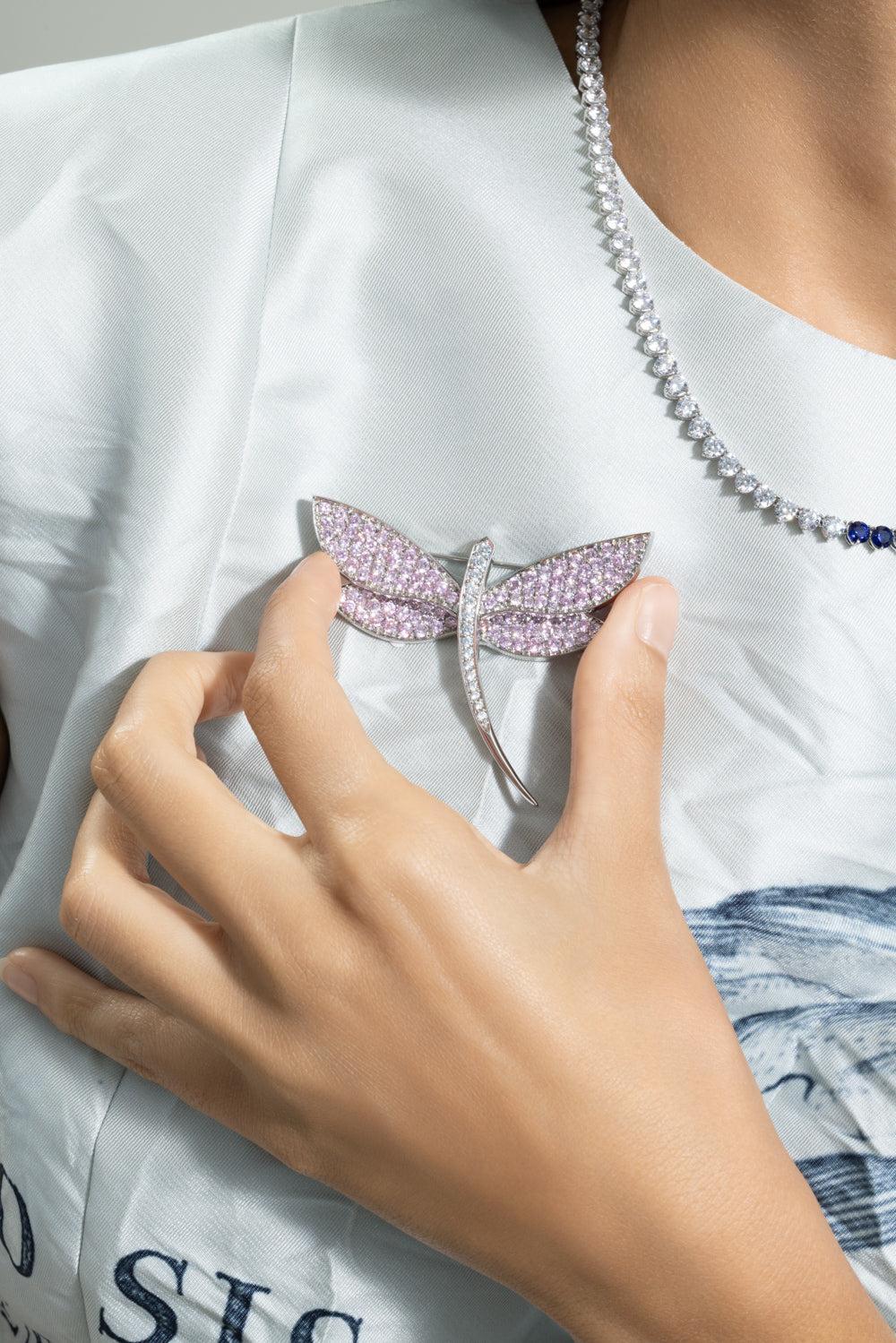 Pink Dragonfly Brooch-WHITE-JEWELRYBOUTIQUEPIN-FANTASIA by DESERIO