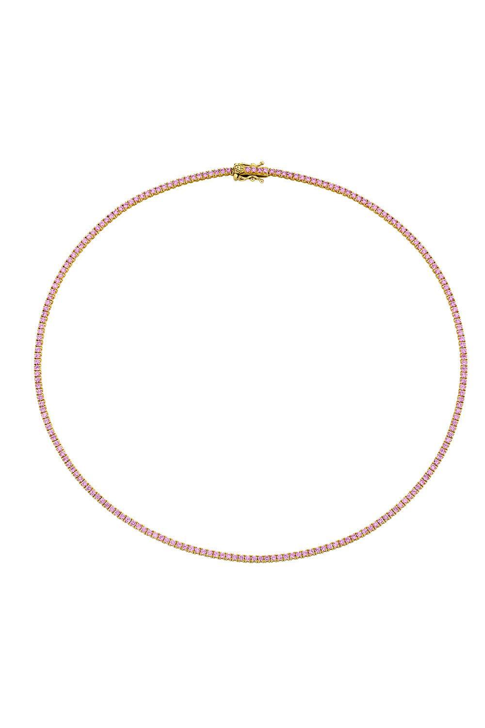 Light Pink Sapphire Tennis Necklace-YELLOW GOLD-JEWELRYFINE JEWELNECKLACE O-SYDNEY EVAN