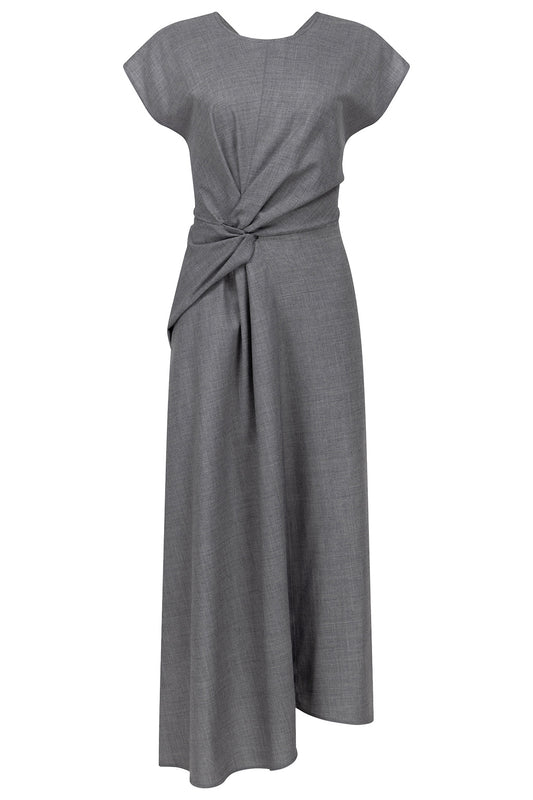 Aria Midi Dress - Light Grey-GREY-4-CLOTHINGDRESSCASUAL-VICTORIA BECKHAM