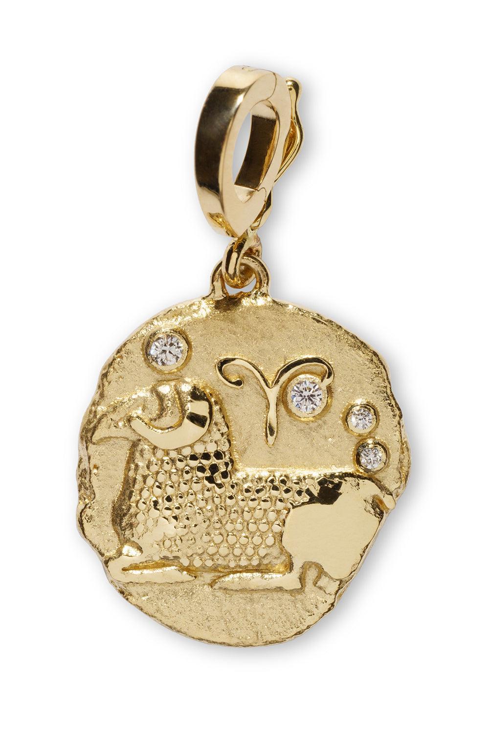 Of The Stars Small Aries Coin Pendant-YELLOW GOLD-JEWELRYFINE JEWELPENDANT-AZLEE