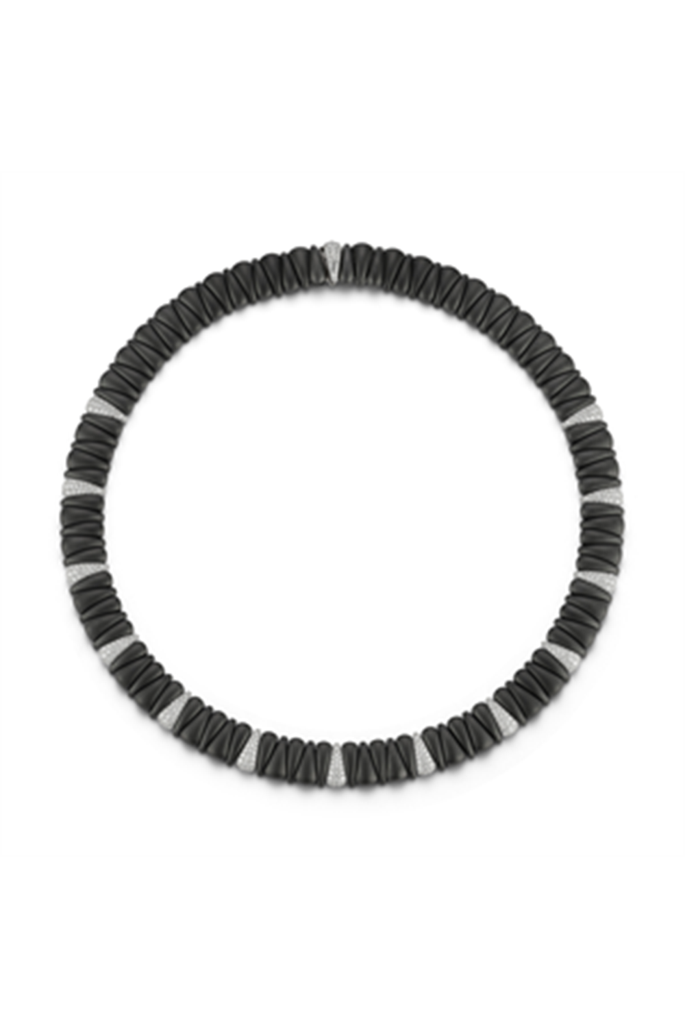 Diamond Extra Small Matte Black Thirteen Section Artiglio Necklace-WHITE GOLD-JEWELRYFINE JEWELNECKLACE O-ROBERTO DEMEGLIO