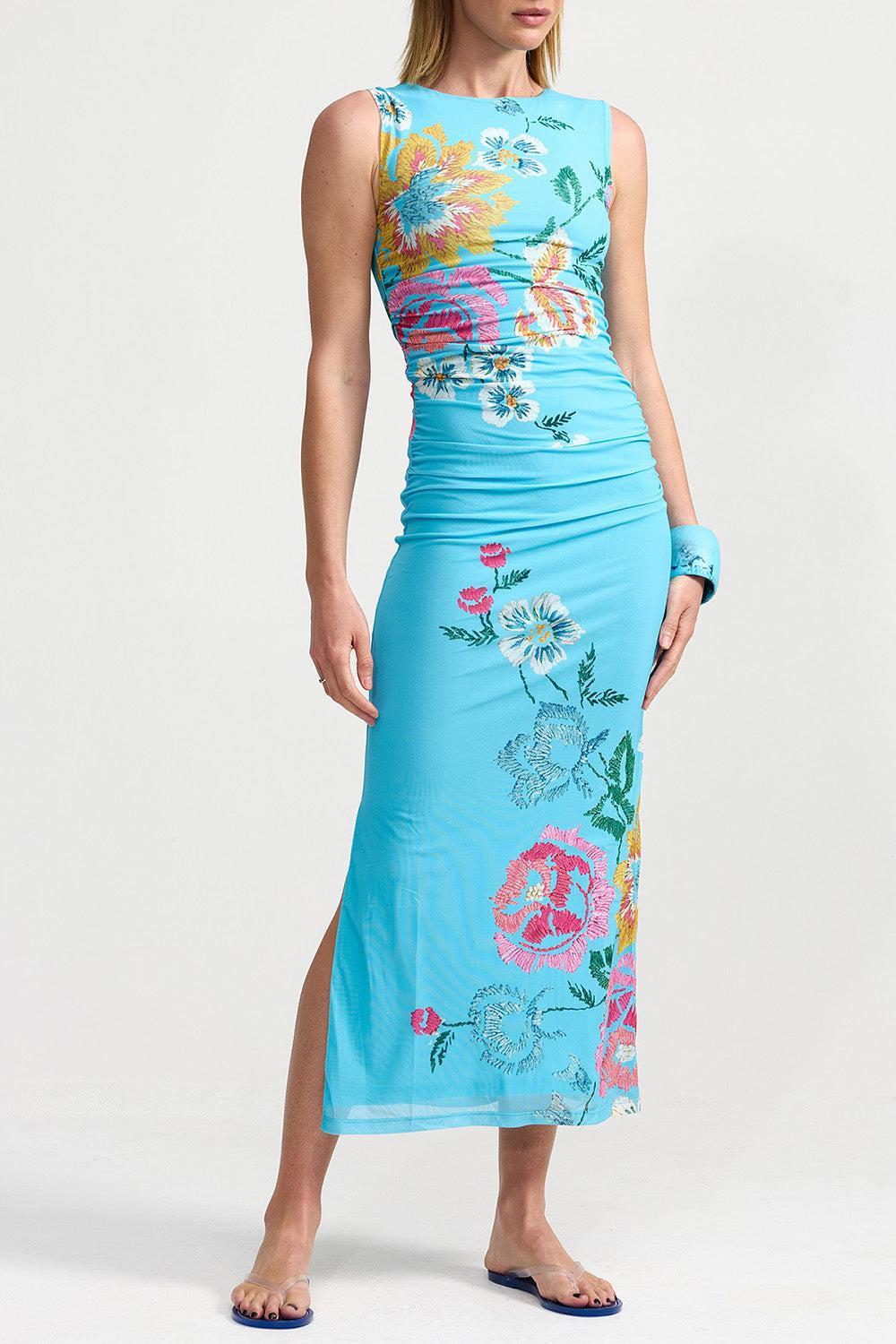 Ariel Mesh Dress-BLUE-2-CLOTHINGDRESSCASUAL-ASTON STUDIO