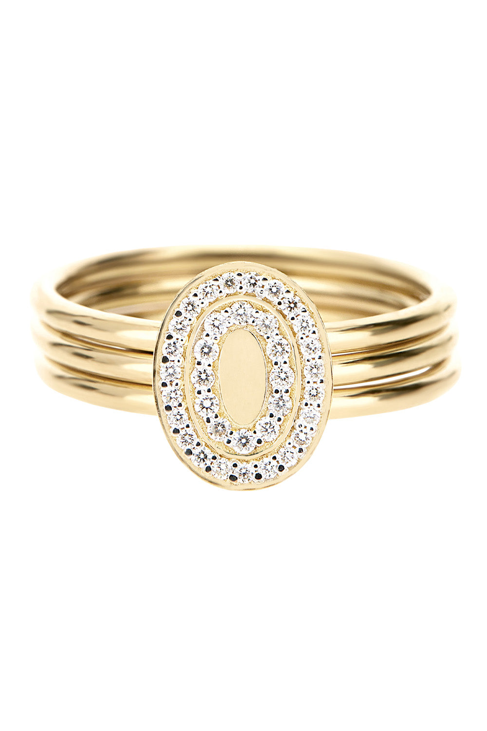Diamond Halo Three Band Circle Ring
