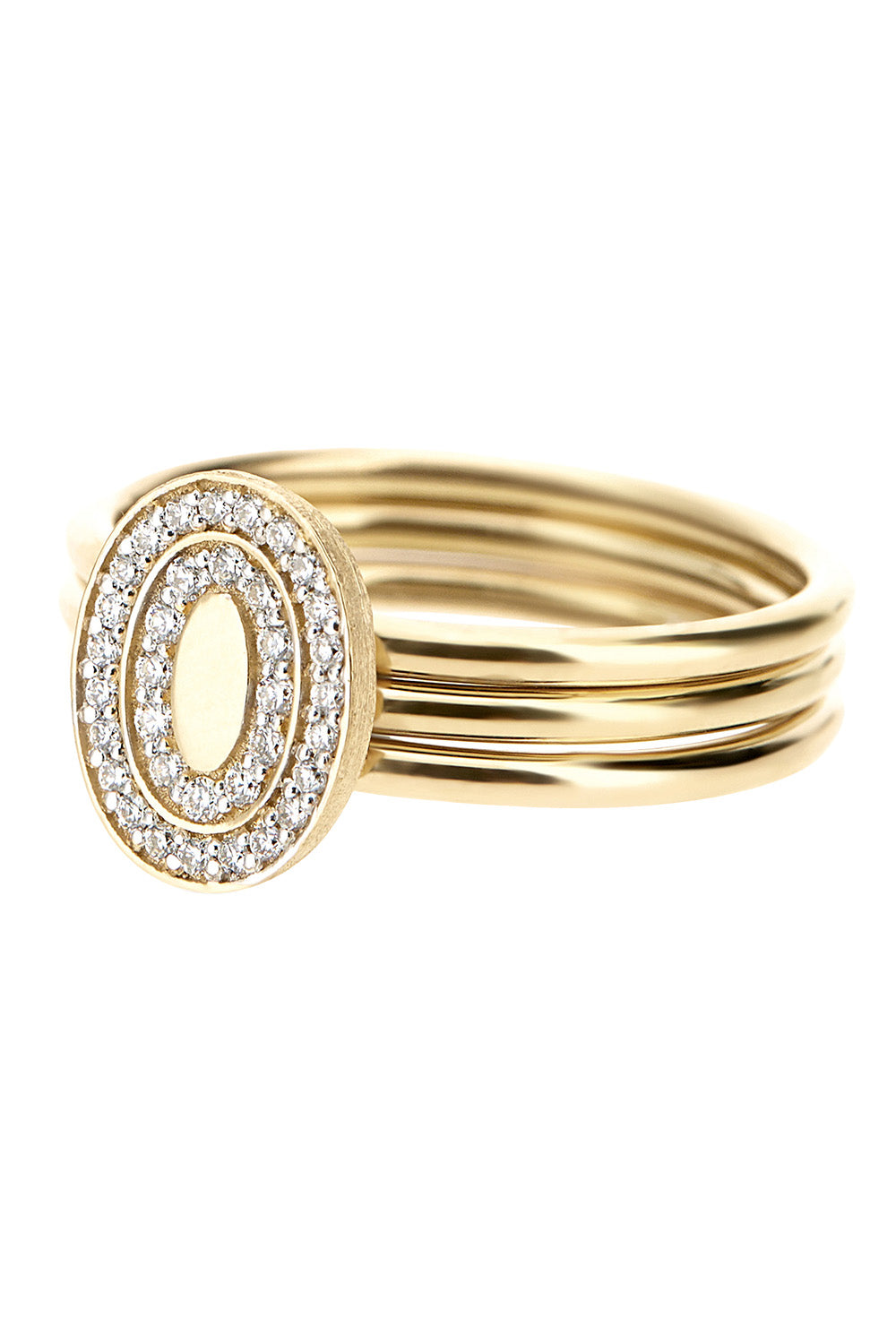 Diamond Halo Three Band Circle Ring
