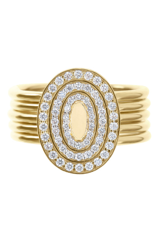 Diamond Boules Sway  Four Band Circle Ring