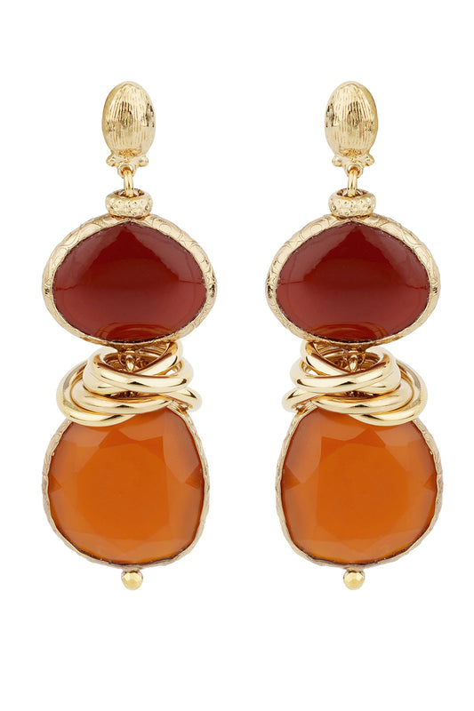 Red Brown Direna Drop Earrings
