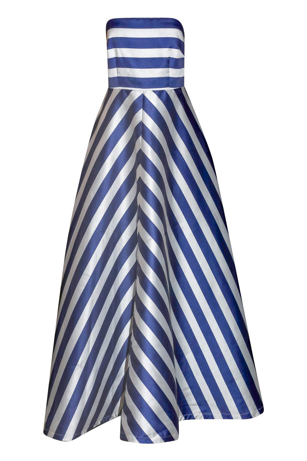 Audrey Gown - Royal Stripe-STRIPE-2-CLOTHINGDRESSGOWN-ASTON STUDIO