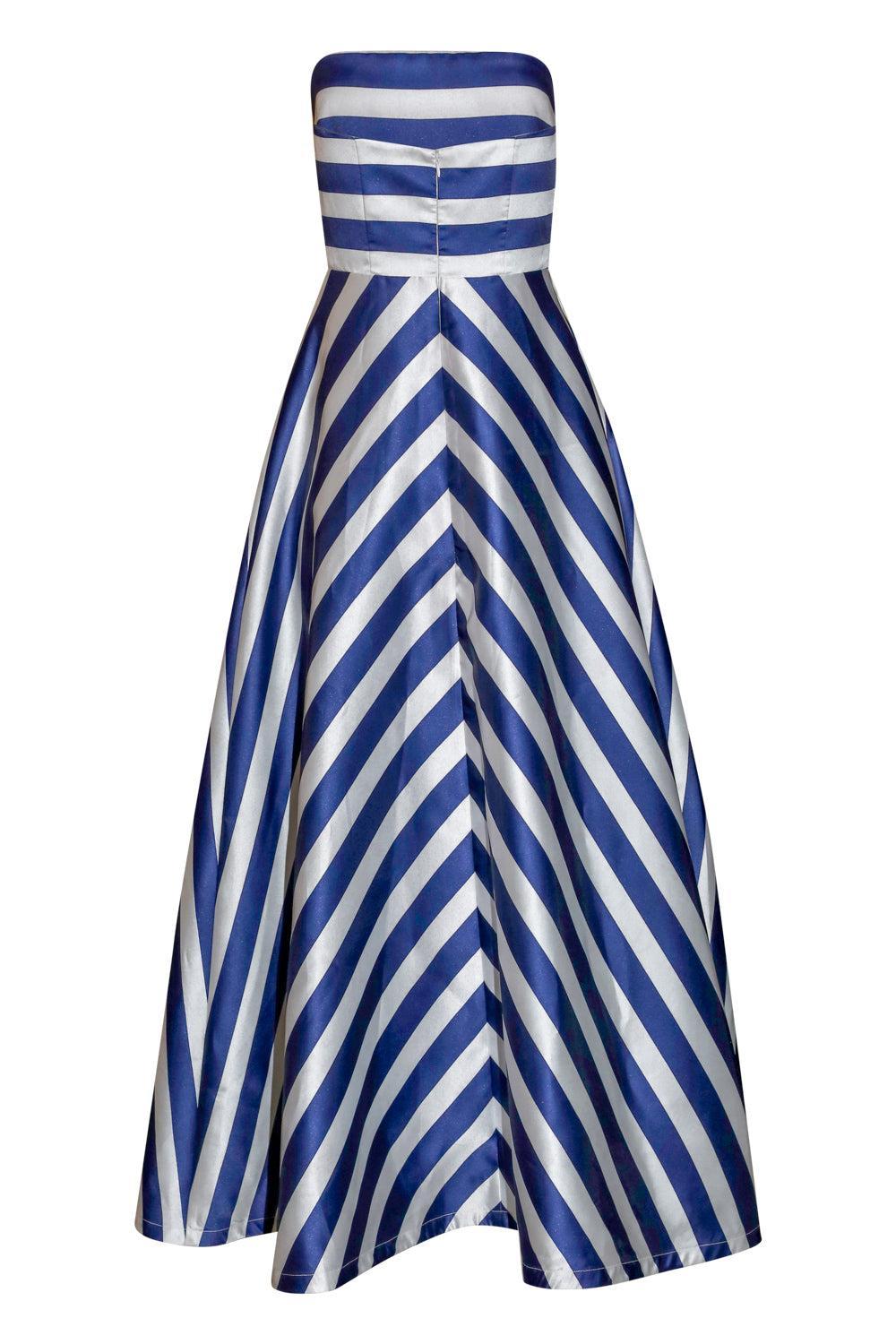 Audrey Gown - Royal Stripe-STRIPE-2-CLOTHINGDRESSGOWN-ASTON STUDIO