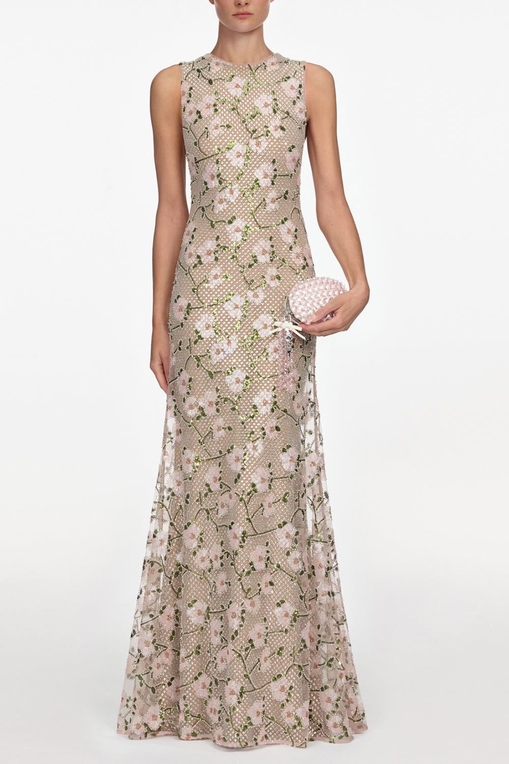Rhinestone Floral Maxi Dress