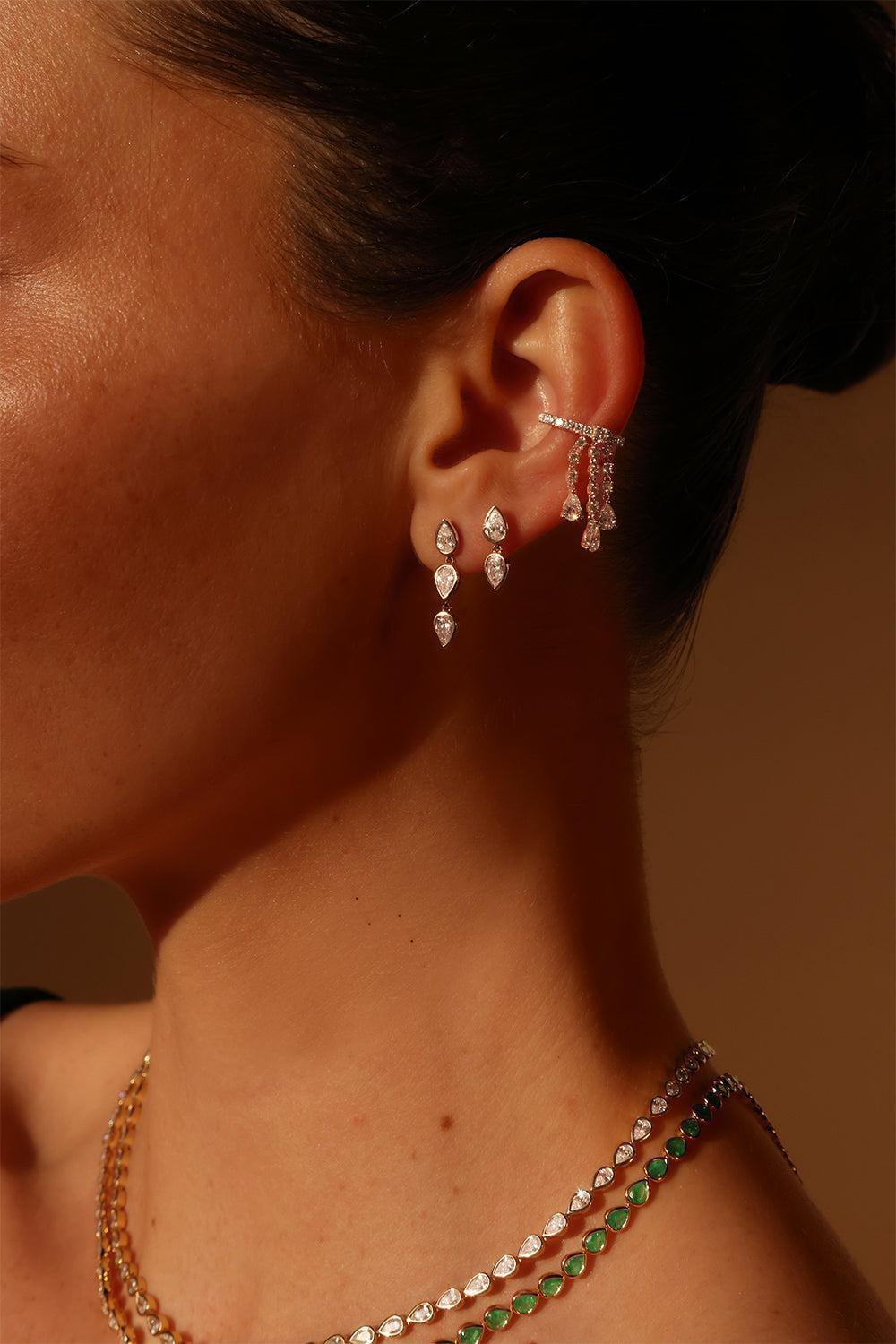 Diamond Fringe Ear Cuff-YELLOW GOLD-JEWELRYFINE JEWELEARRING-ANITA KO