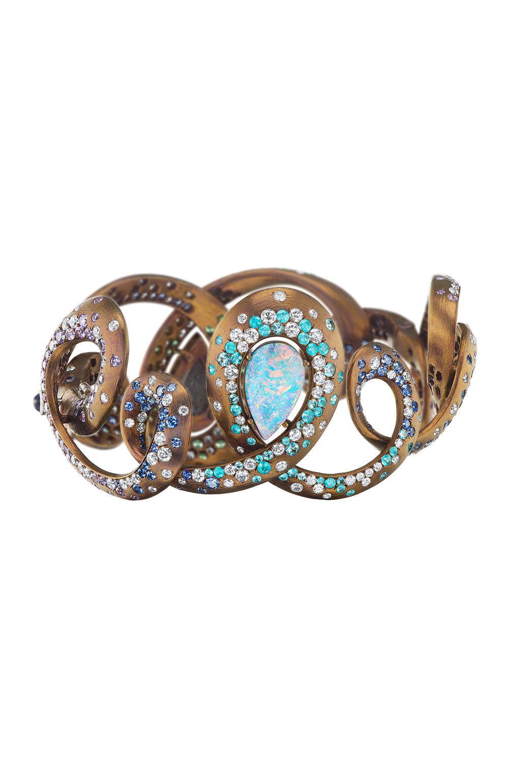 Multi Stone Arcoiris Bracelet-YELLOW GOLD-JEWELRYFINE JEWELBRACELET O-NEHA DANI