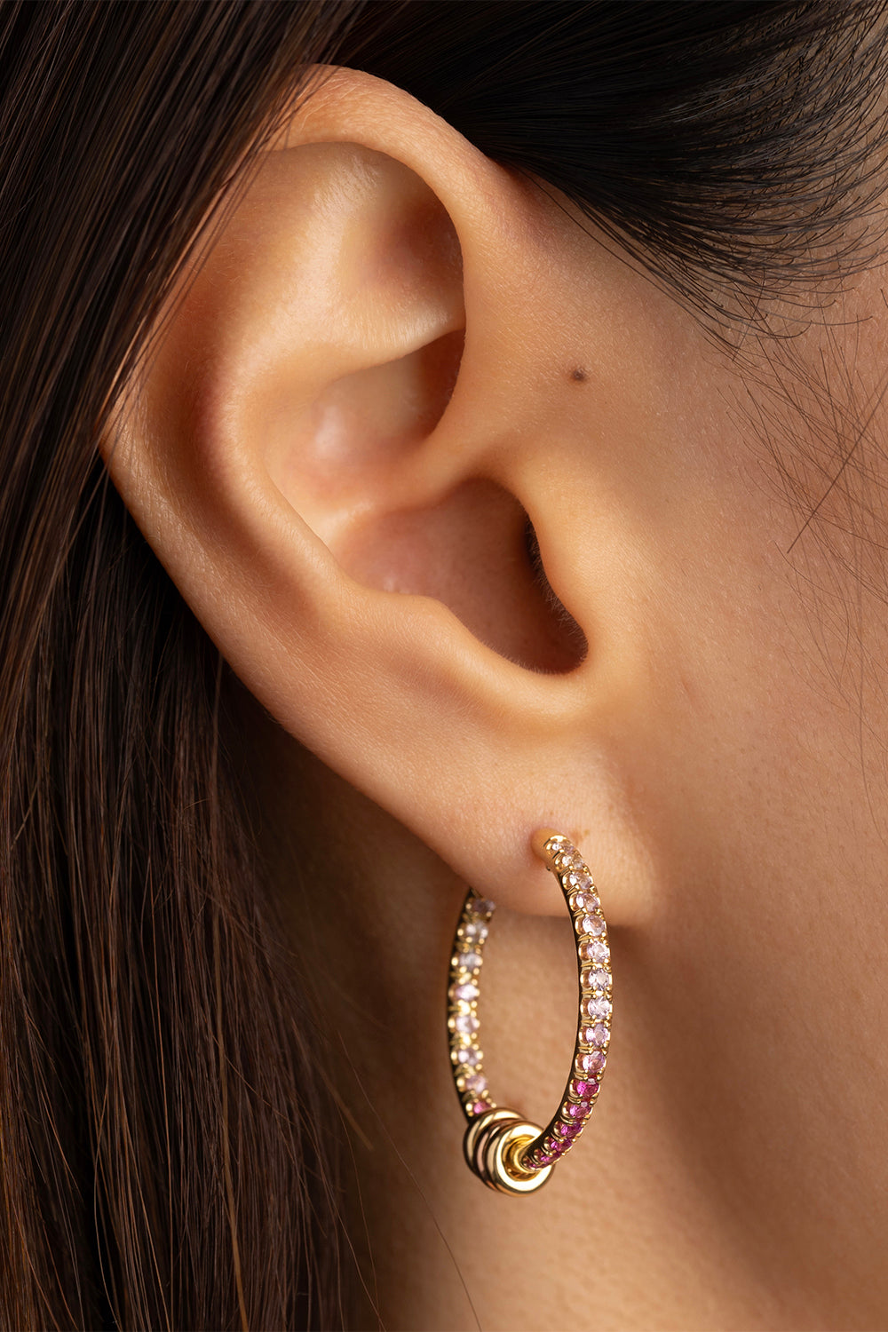 Pink Sapphire Ombre Argo Hoop Earrings