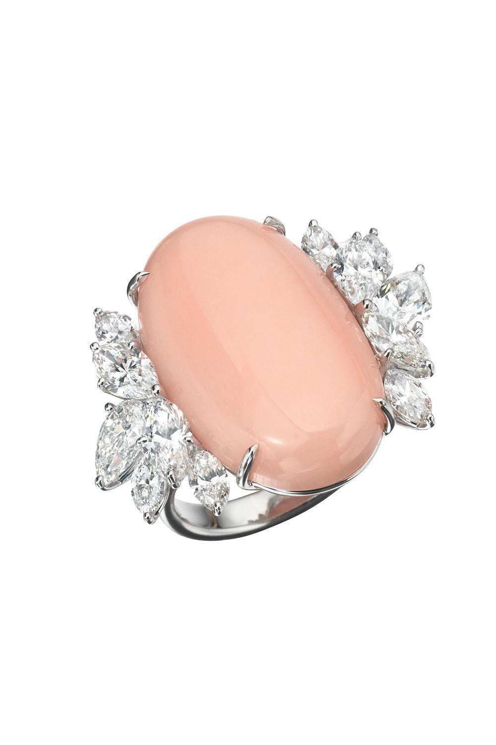 Angel Skin Coral Diamond Oval Ring-WHITE GOLD-6.5-JEWELRYFINE JEWELRING-ASSAEL