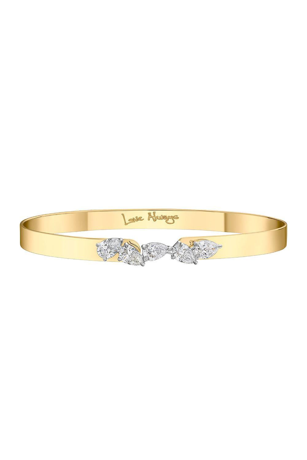 Five Diamond Pear Bangle Bracelet-YELLOW GOLD-JEWELRYFINE JEWELBRACELET O-PHILLIPS HOUSE