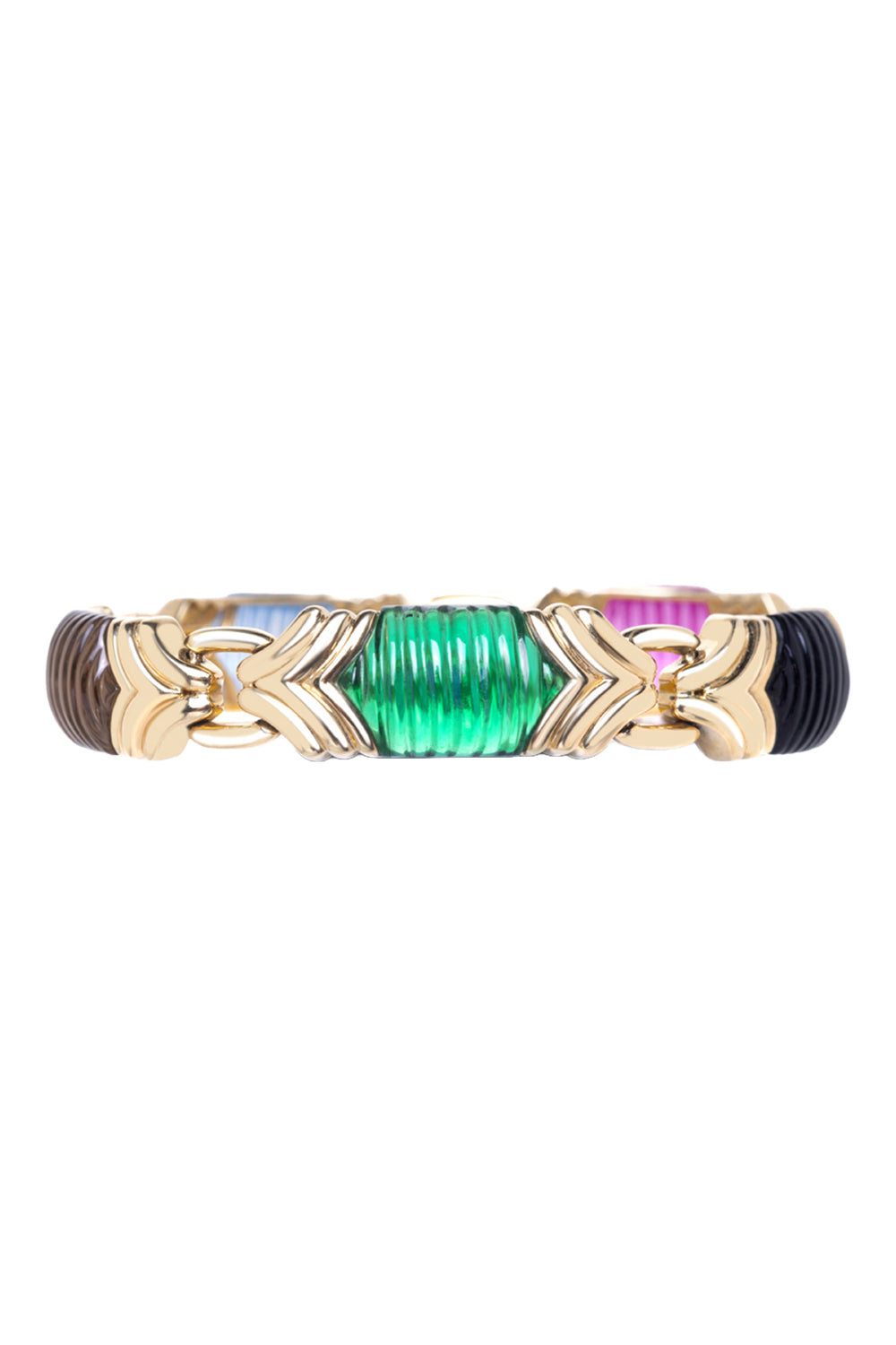 Onyx Emerald Tourmaline Cleopatra Bangle Bracelet