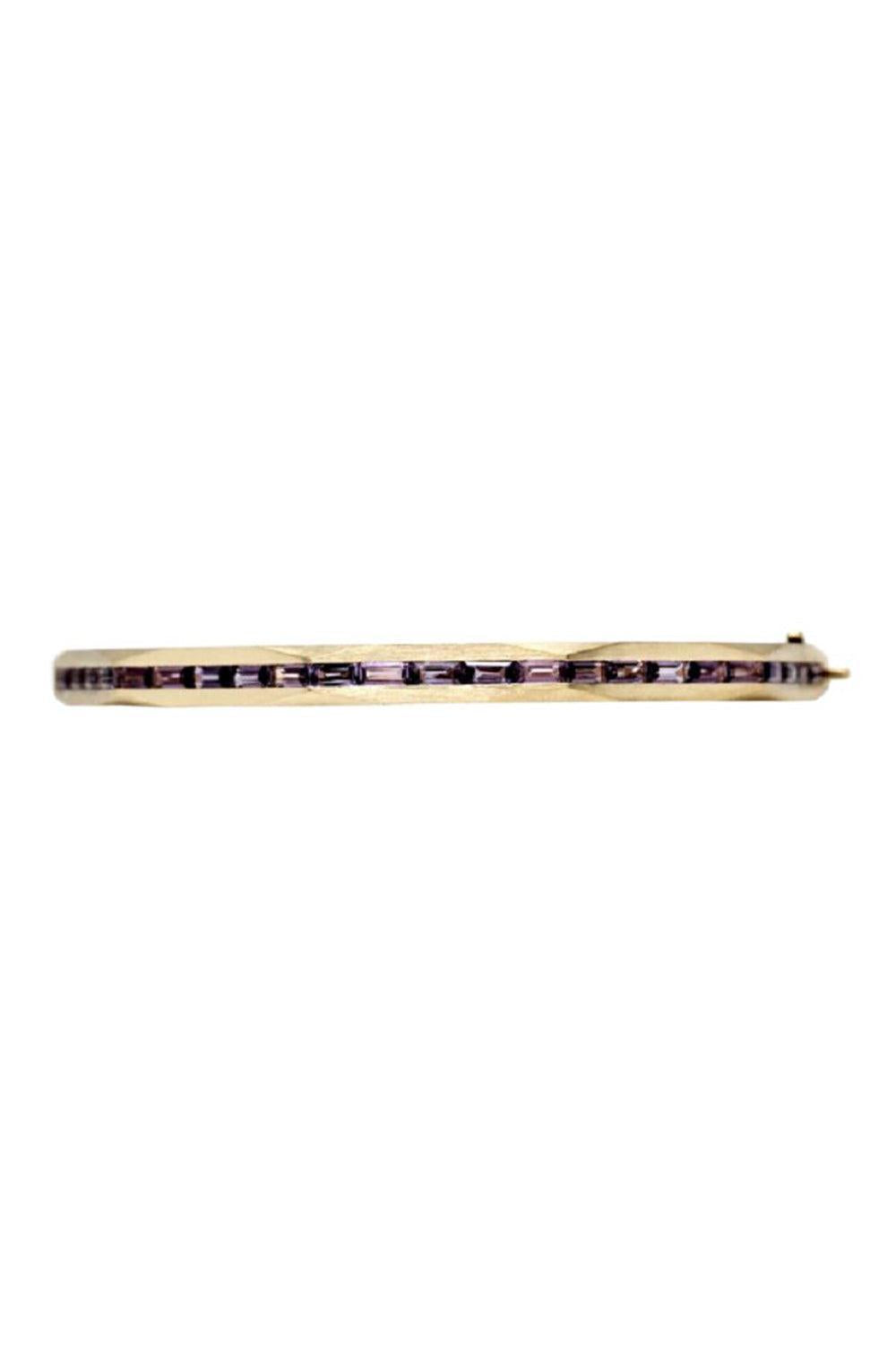 Purple Sapphire Baguette Enigma Bangle Bracelet-YELLOW GOLD-JEWELRYFINE JEWELBRACELET O-ARUNASHI