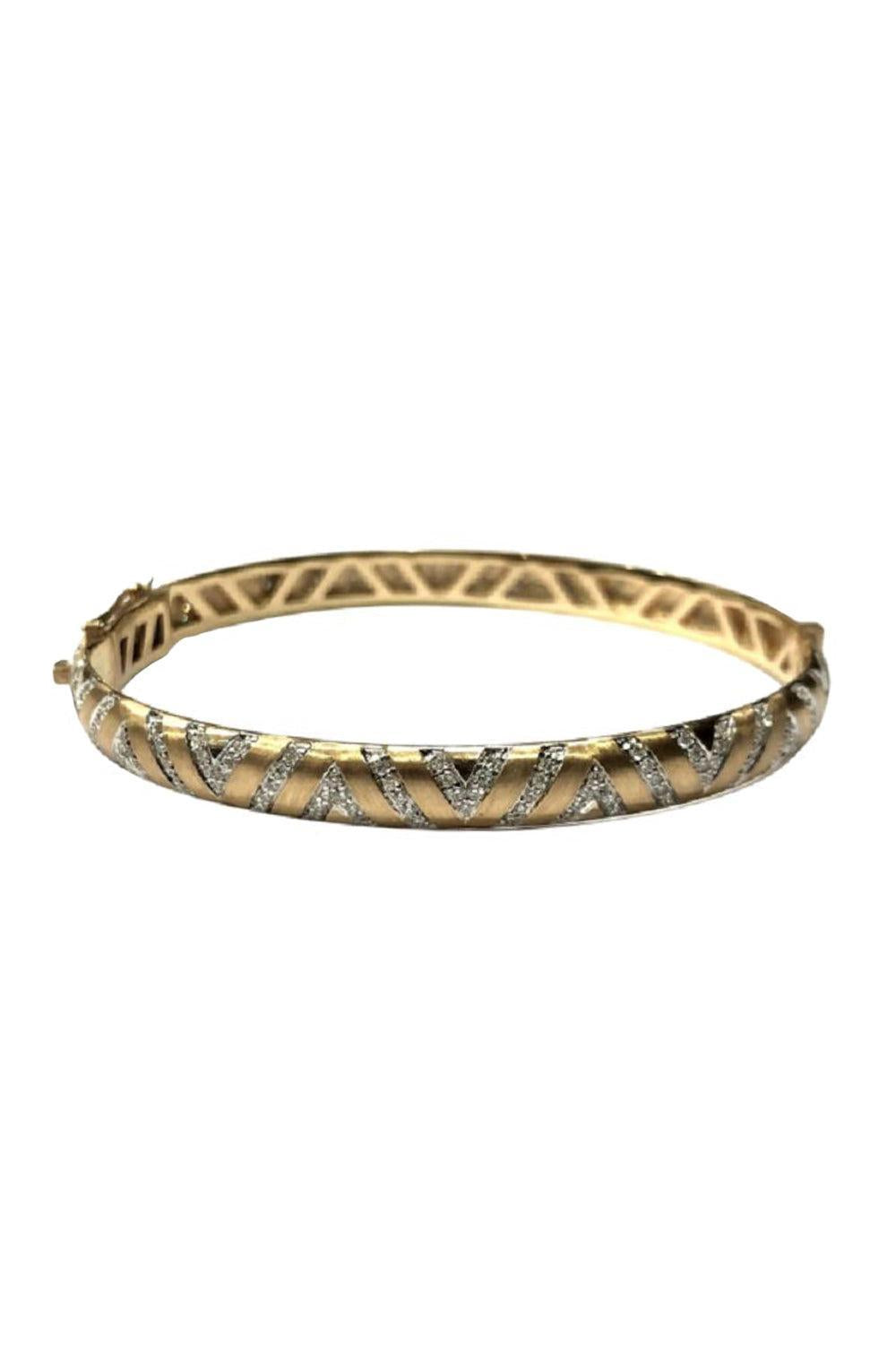 Diamond Chevron Bangle Bracelet-YELLOW GOLD-JEWELRYFINE JEWELBRACELET O-ARUNASHI