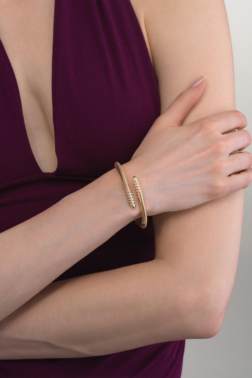 Diamond Tri Tubogas Bracelet-YELLOW GOLD-JEWELRYFINE JEWELBRACELET O-EMILY P WHEELER