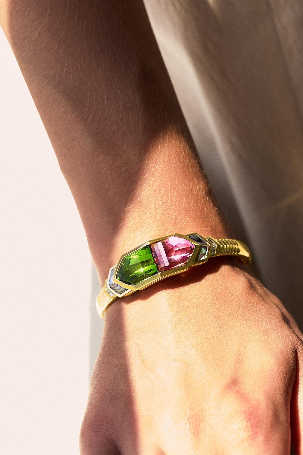 Tourmaline Bow Tie Bracelet-YELLOW GOLD-M-JEWELRYFINE JEWELBRACELET O-EMILY P WHEELER