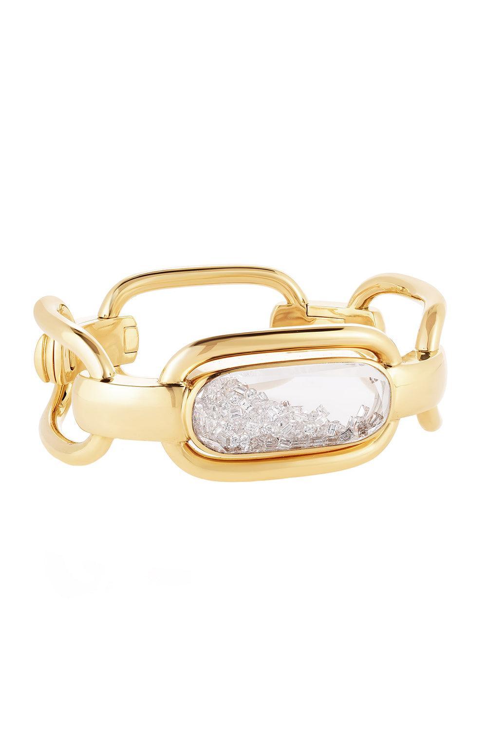 White Sapphire Shaker Elo Bangle Bracelet-YELLOW GOLD-JEWELRYFINE JEWELBRACELET O-MORITZ GLIK