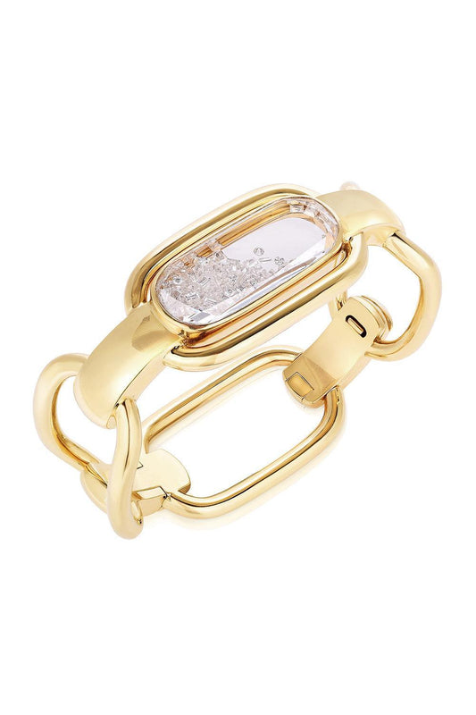 White Sapphire Shaker Elo Bangle Bracelet-YELLOW GOLD-JEWELRYFINE JEWELBRACELET O-MORITZ GLIK