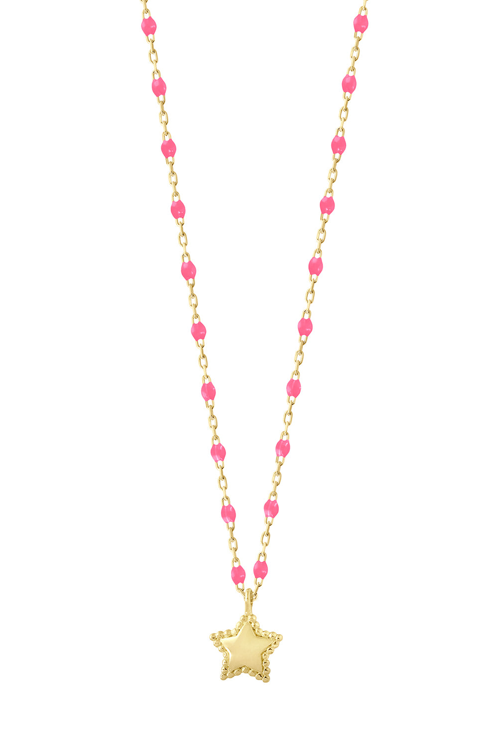 Pink Mini Gigi Star Necklace - Yellow Gold