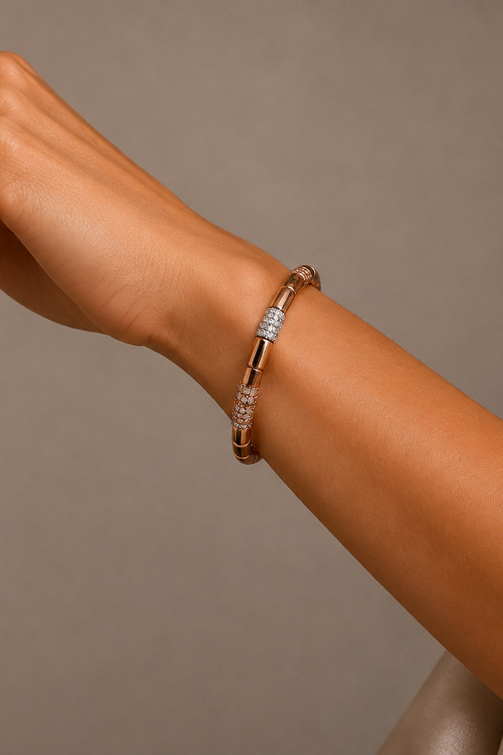 Brown White Diamonds Rope Bracelet