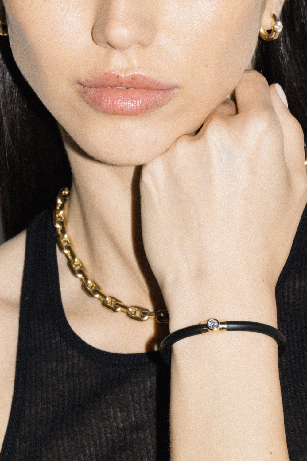 Diamond Round Carbon Torque Bracelet