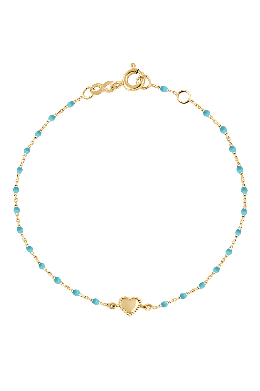 Turquoise Mini Gigi Lucky Heart Bracelet - Yellow Gold