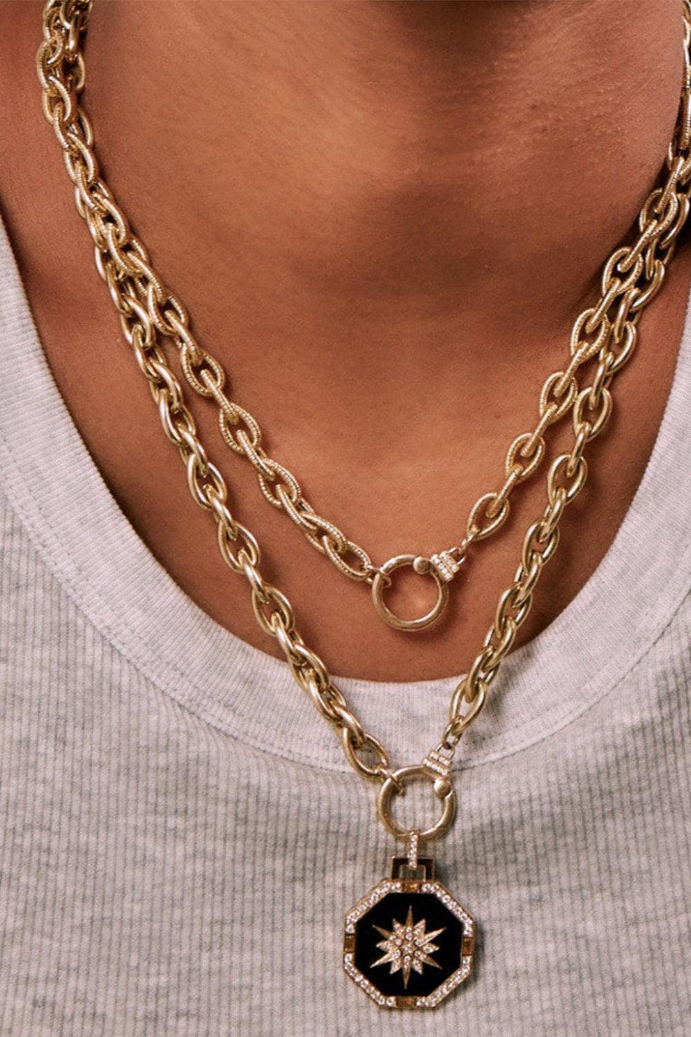 Diamond Textured Teardrop Chain Necklace-YELLOW GOLD-18-JEWELRYFINE JEWELNECKLACE O-SORELLINA