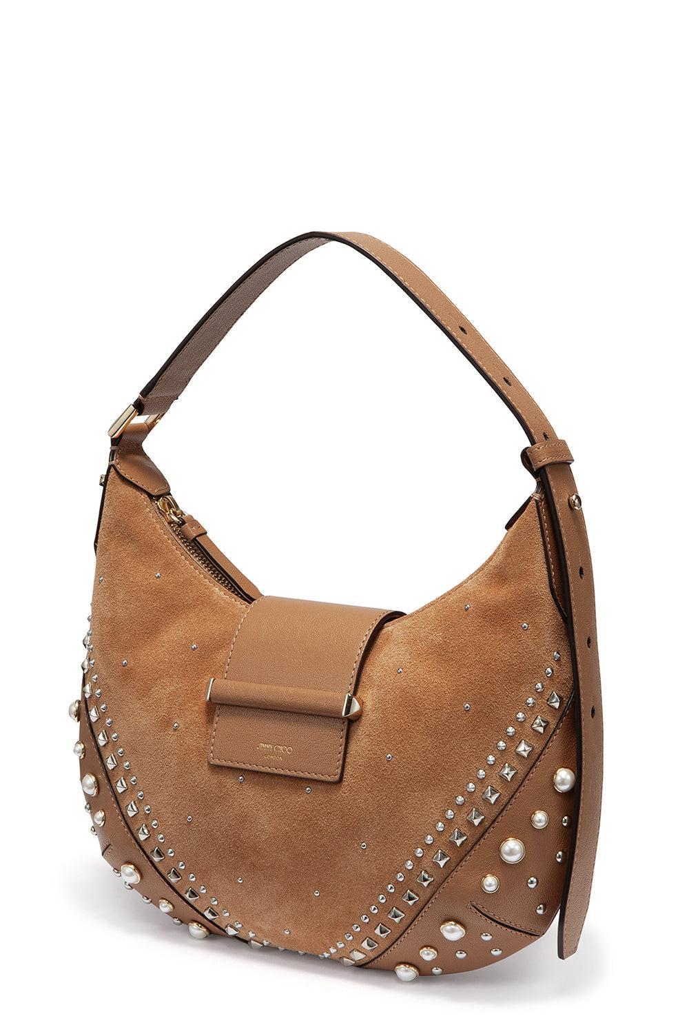 Bar Hobo Shoulder Bag-BROWN-HANDBAGTOP HANDLE-JIMMY CHOO