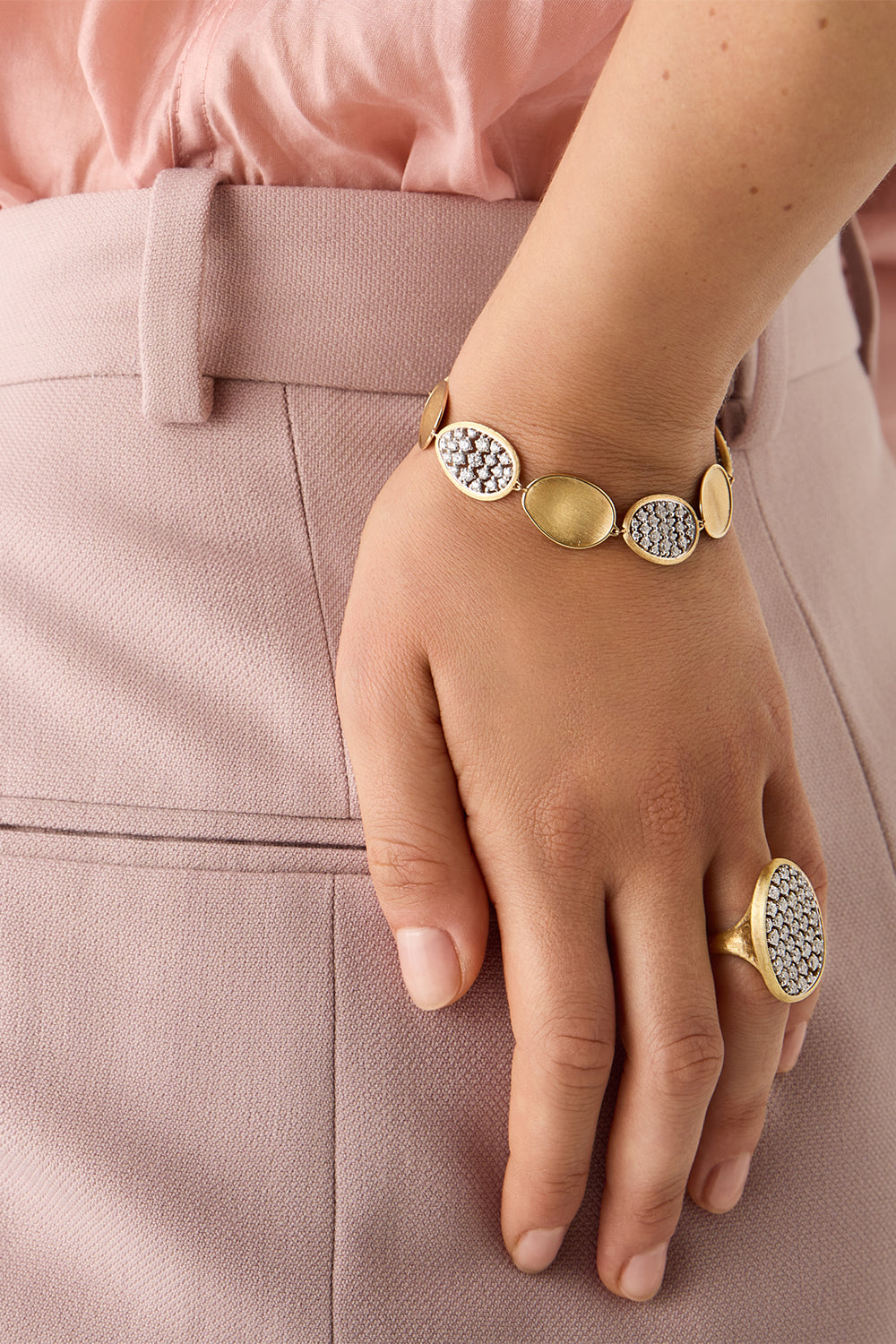 Diamond Lunaria Alternating Petal Bracelet