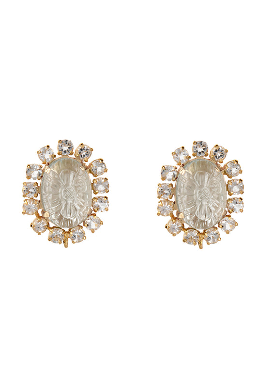 Clear Quartz White Topaz Alondra Stud Earrings