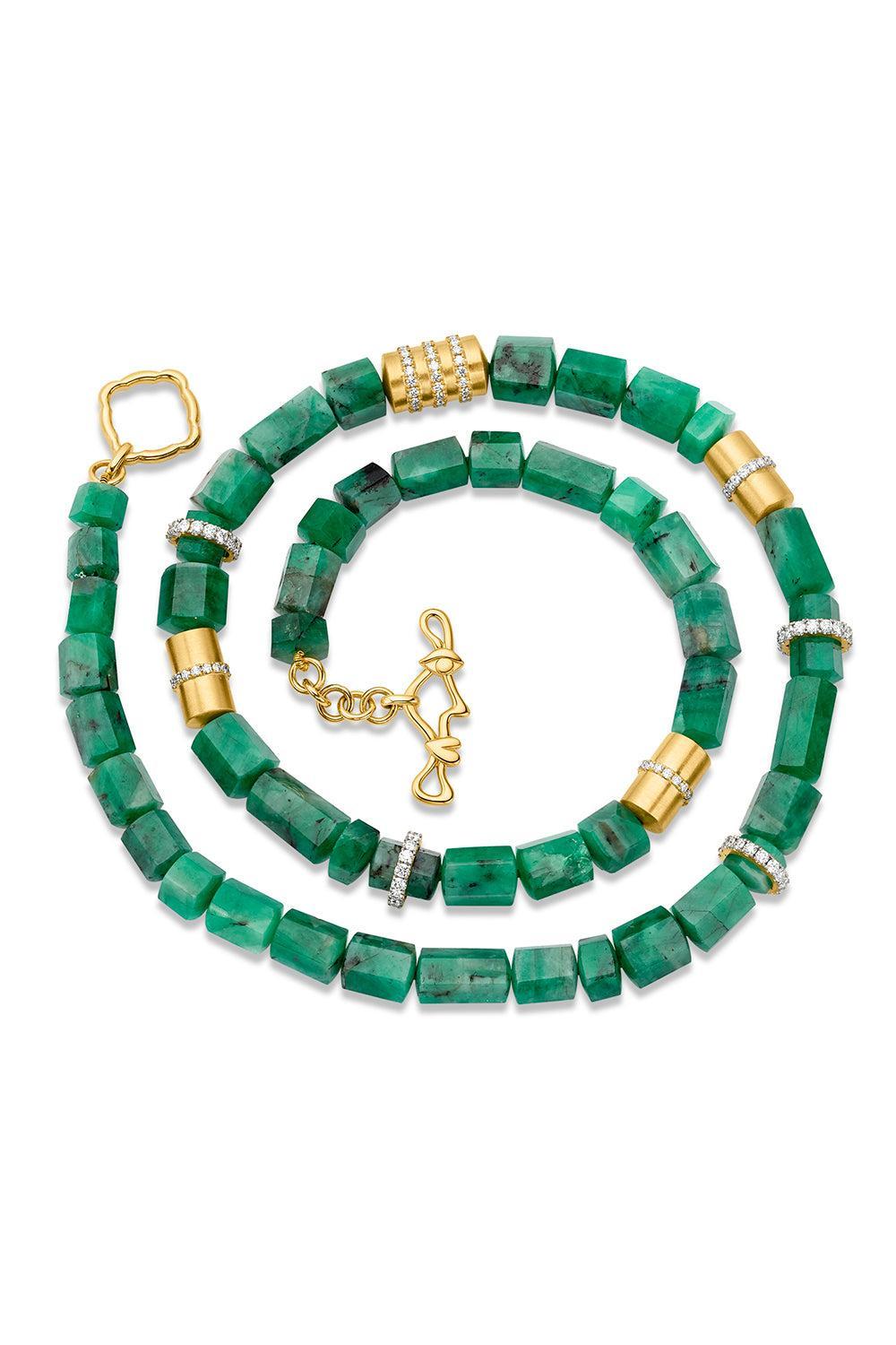 Emerald Large Beaded Necklace-YELLOW GOLD-18-JEWELRYFINE JEWELNECKLACE O-EDINA KISS