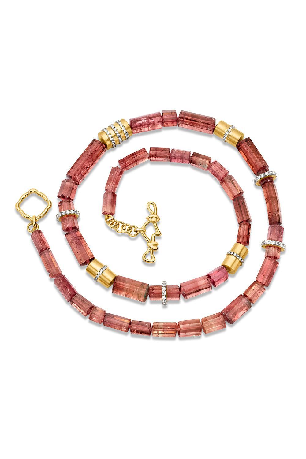 Pink Tourmaline Beaded Necklace-YELLOW GOLD-18-JEWELRYFINE JEWELNECKLACE O-EDINA KISS
