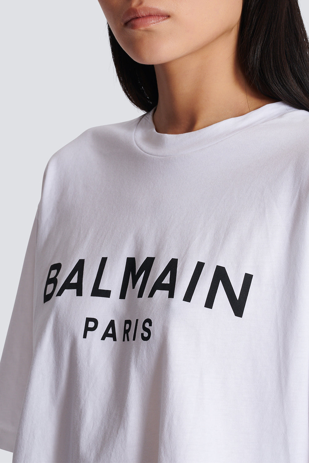 BALMAIN-Printed Crop Tee-