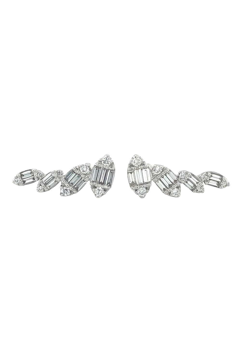 Round Diamond Ear Climbers-WHITE GOLD-JEWELRYFINE JEWELEARRING-LISA NIK