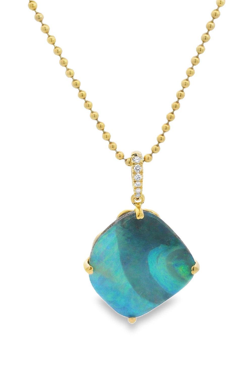 Australian Opal Boulder Pendant Necklace-YELLOW GOLD-18-JEWELRYFINE JEWELNECKLACE O-LISA NIK