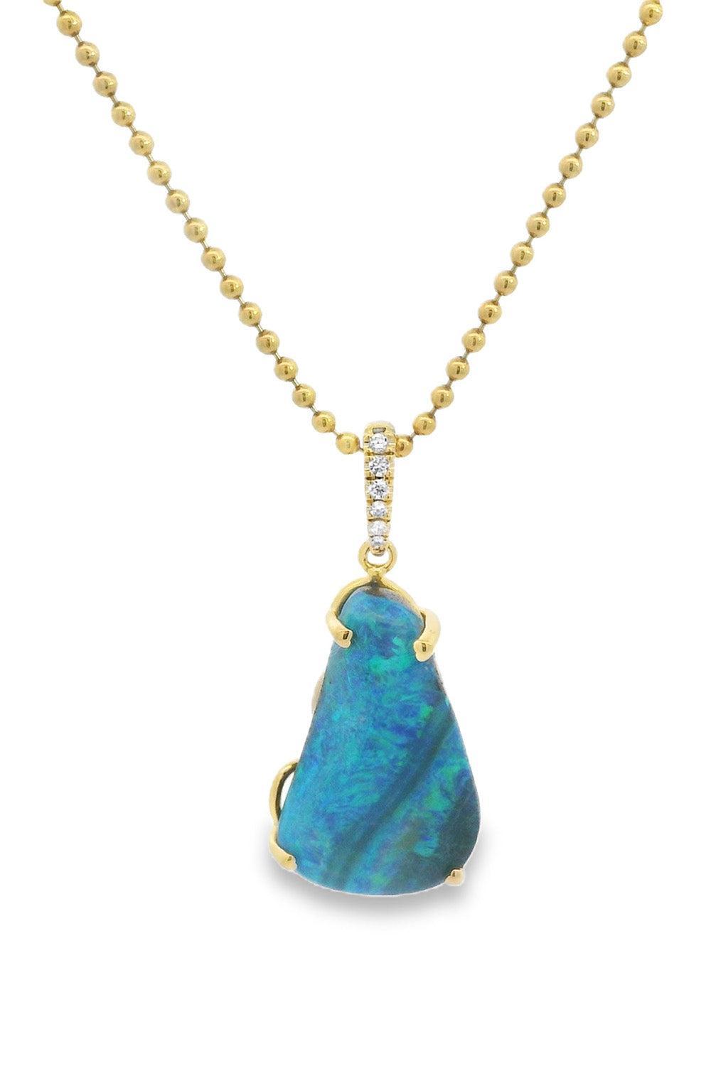 Australian Opal Boulder Pendant Necklace-YELLOW GOLD-18-JEWELRYFINE JEWELNECKLACE O-LISA NIK