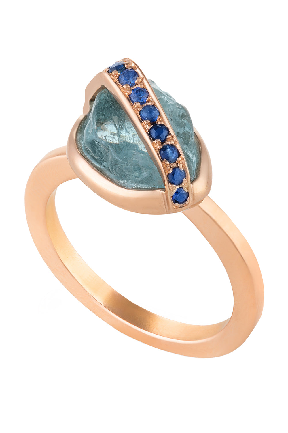 Sapphire Aquamarine Small Elemental Ring