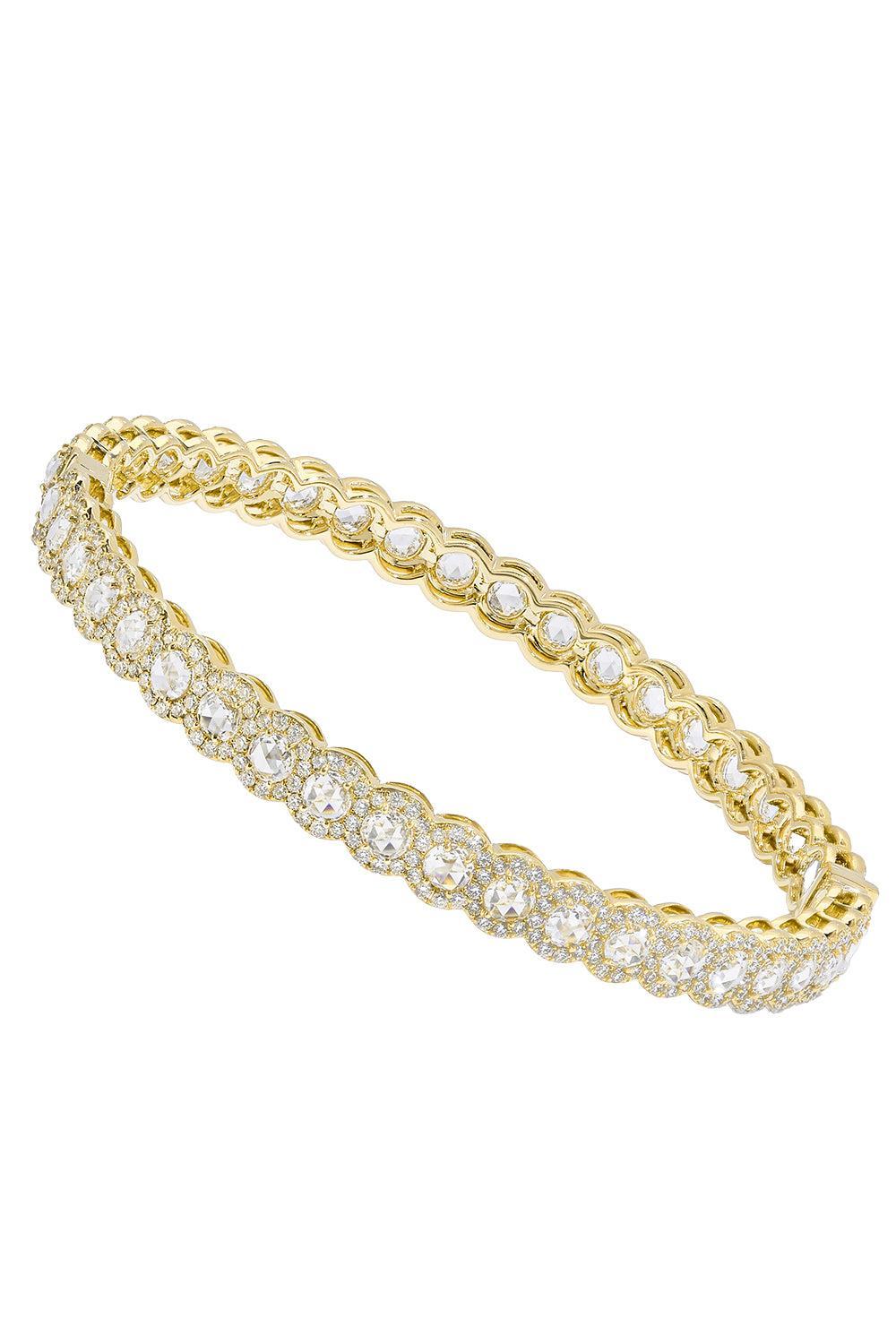 Full Diamond Scallop Bangle Bracelet-YELLOW GOLD-JEWELRYFINE JEWELBRACELET O-64 FACETS