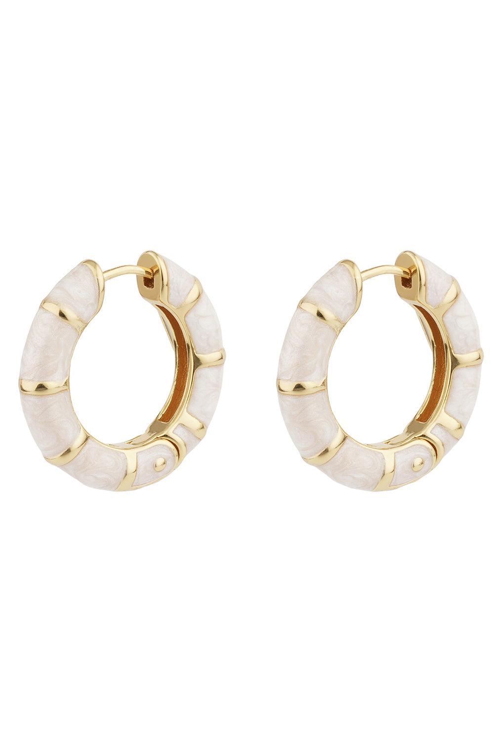 Cream Bambou Hoop Earrings-CREAM-JEWELRYBOUTIQUEEARRING-GAS BIJOUX