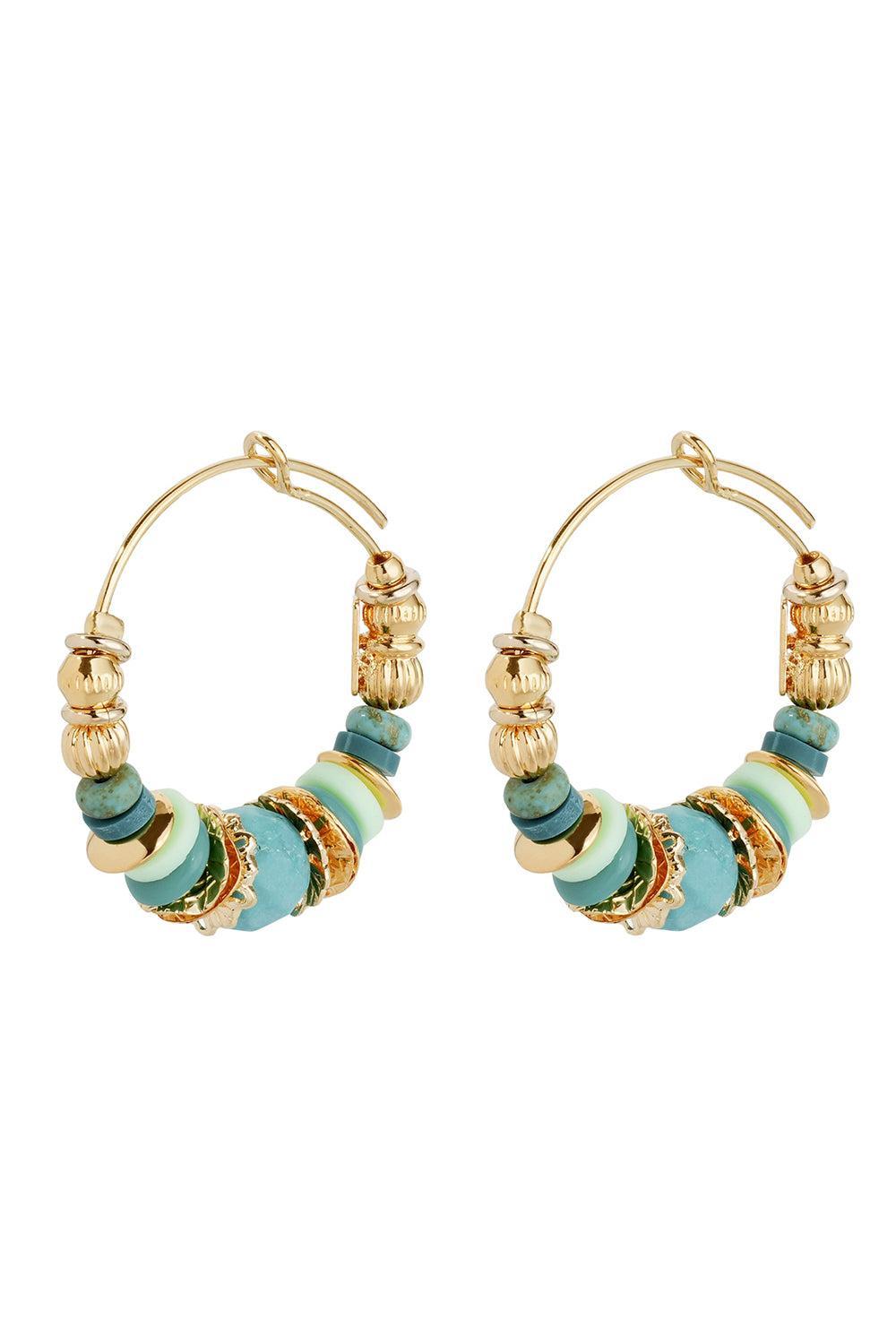 Blue Aloha Mini Hoop Earrings-BLUE-JEWELRYBOUTIQUEEARRING-GAS BIJOUX
