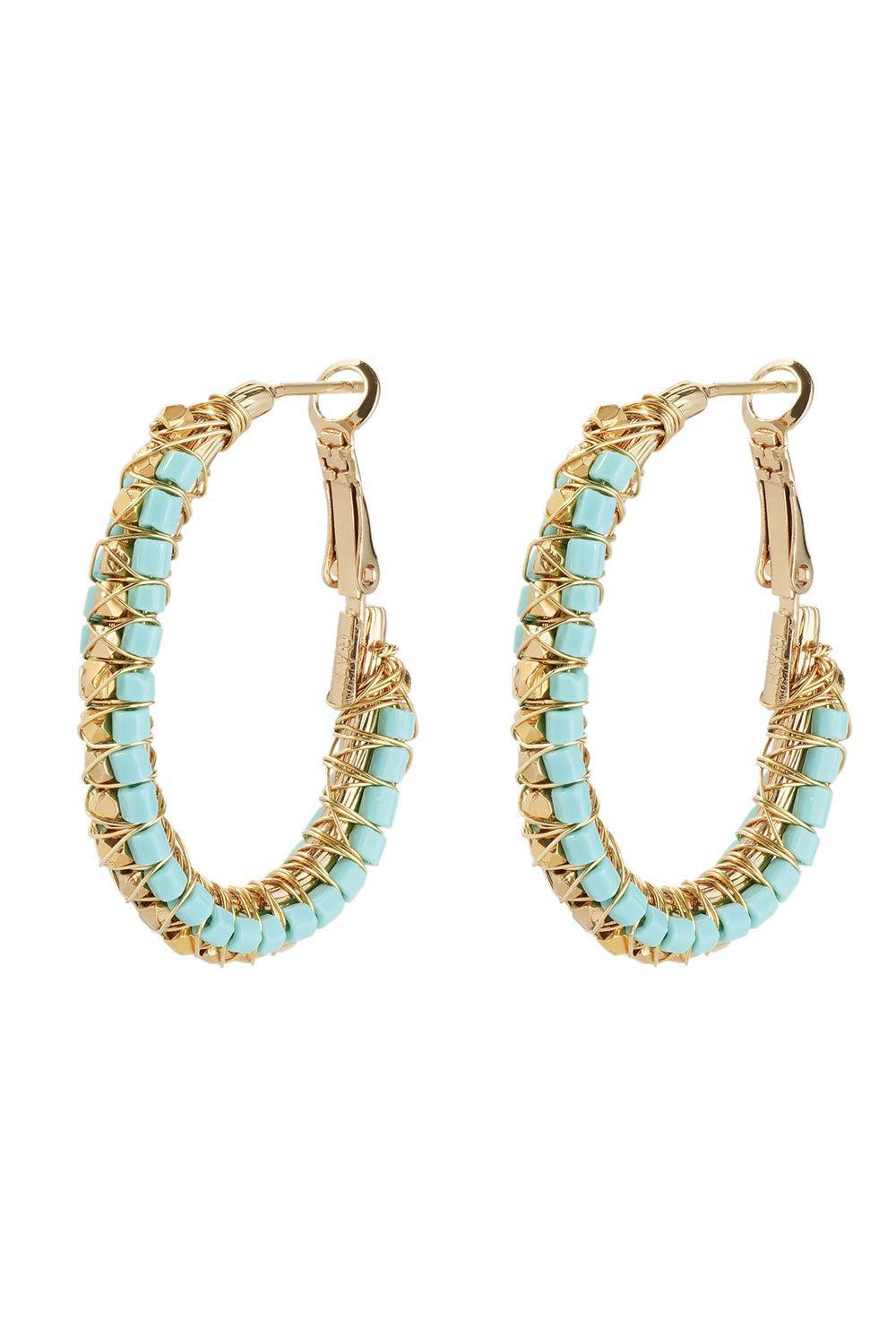 Turquoise Lyre Hoop Earrings-TURQ-JEWELRYBOUTIQUEEARRING-GAS BIJOUX