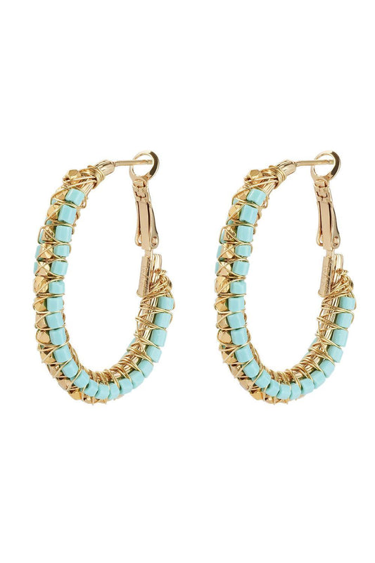 Turquoise Lyre Hoop Earrings-TURQ-JEWELRYBOUTIQUEEARRING-GAS BIJOUX